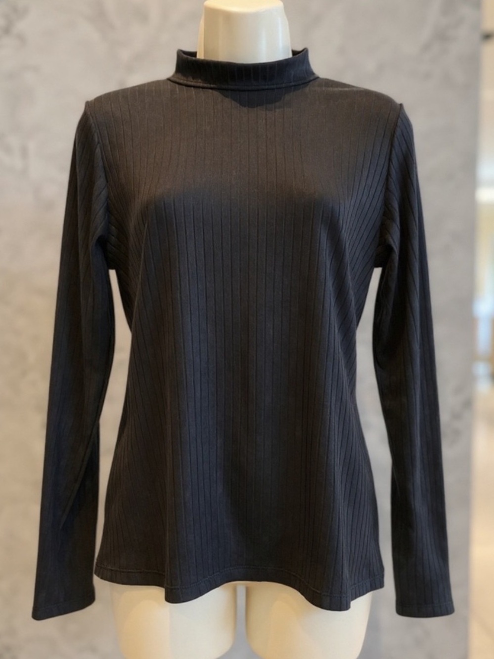 Full Circle Trends Black Ribbed Mock Neck Long Sleeve Top XL